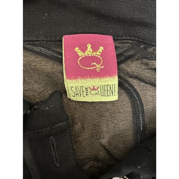 Vintage Y2K Save The Queen Zip Corset Mesh Avant Garde Corset Top - Size XL - Picture 7 of 8